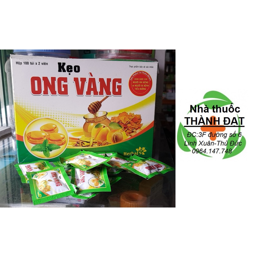 hộp 100 túi x2 viên kẹo ngậm ong vàng