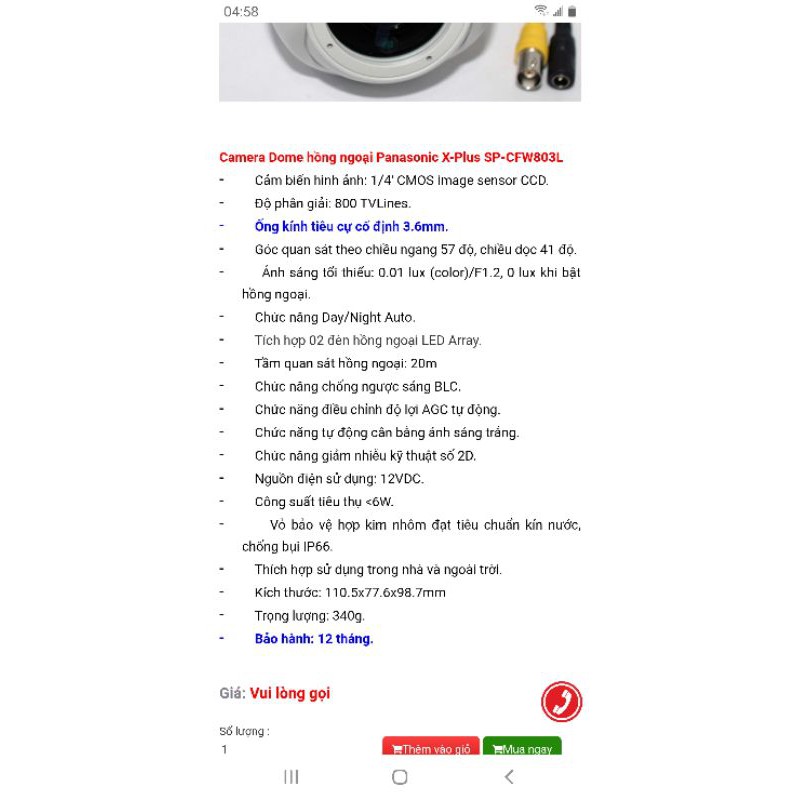 Camera Panasonic SP CFW803L cũ, vỏ sắt