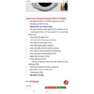 Camera Panasonic SP CFW803L cũ, vỏ sắt