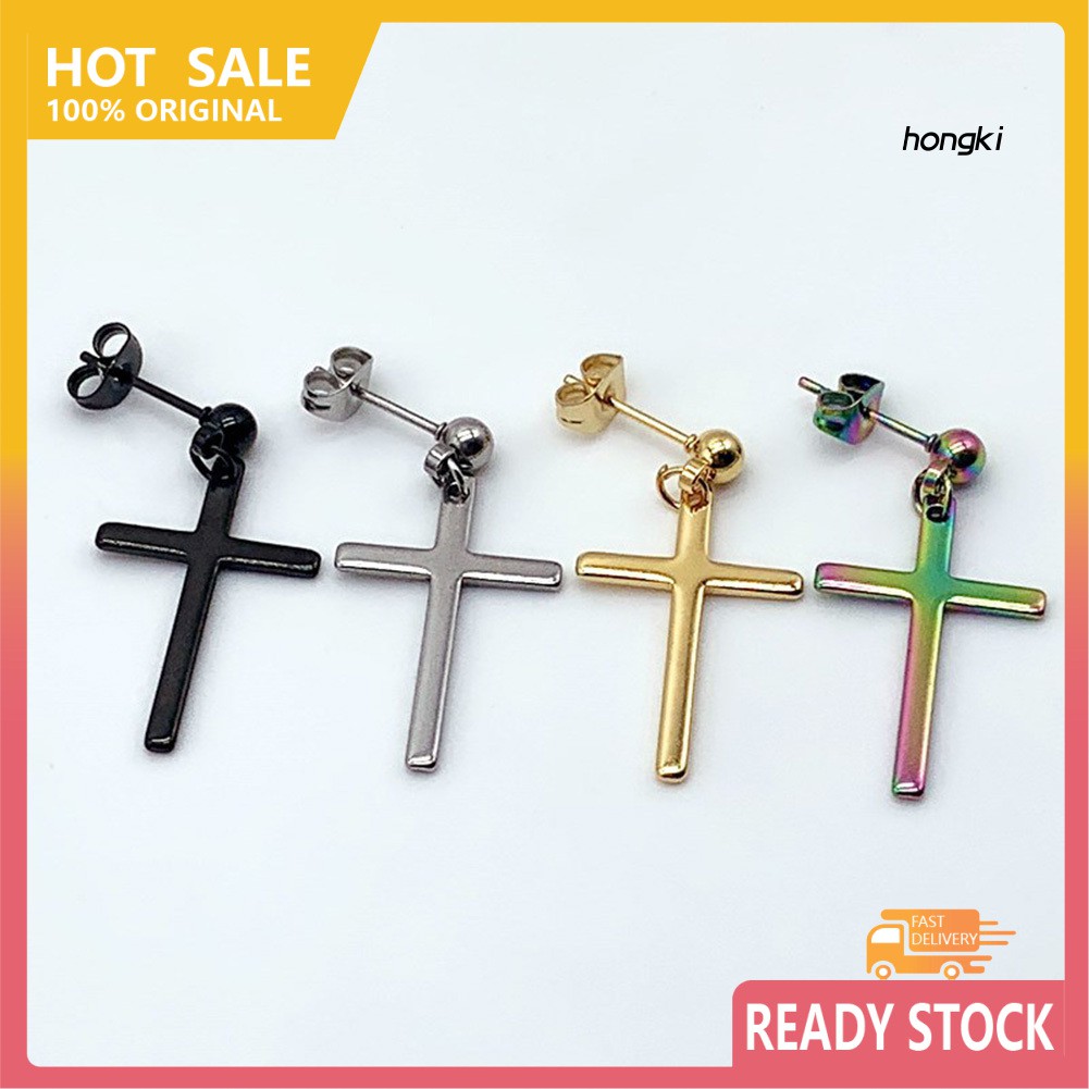 1 Khuyên Tai Thép Không Gỉ Hình Thánh Giá Thời Trang Cho Nam Và Nữ