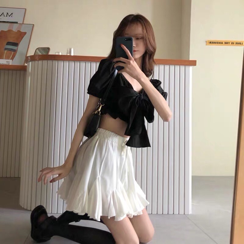 Chân váy ly bèo chữ A theo phong cách Uzang Hàn Quốc Mi Clothing | BigBuy360 - bigbuy360.vn