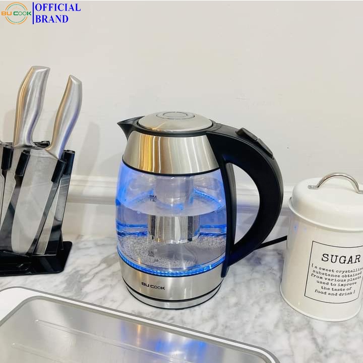 (BH 24 THÁNG) Ấm Siêu Tốc Thuỷ Tinh Kèm Lõi Lọc Dung Tích 1.8L BUCOOK BNP0802 - Hàng Chính Hãng