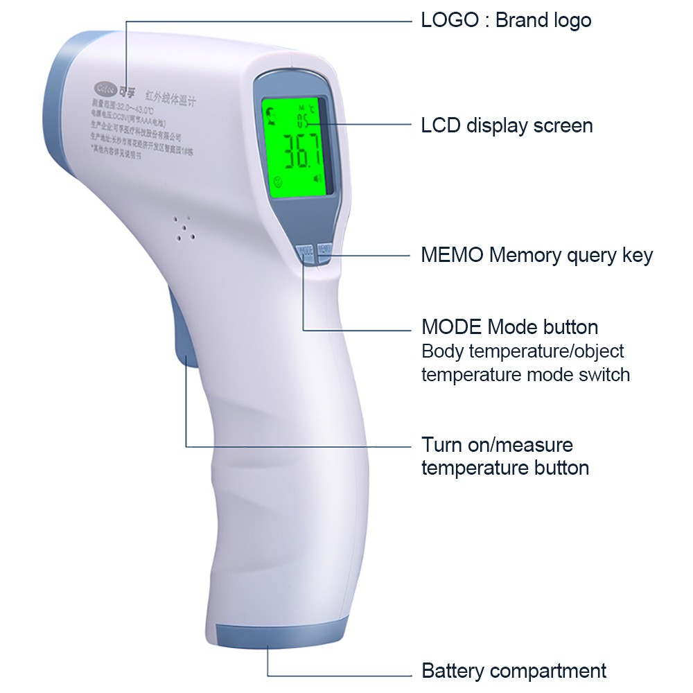 Nhiệt Kế Hồng Ngoại Cofoe Thiết Kế Màn Hình LCD Kỹ Thuật Số Tránh Tiếp Xúc Có Thể Đo Người / Đồ Vật