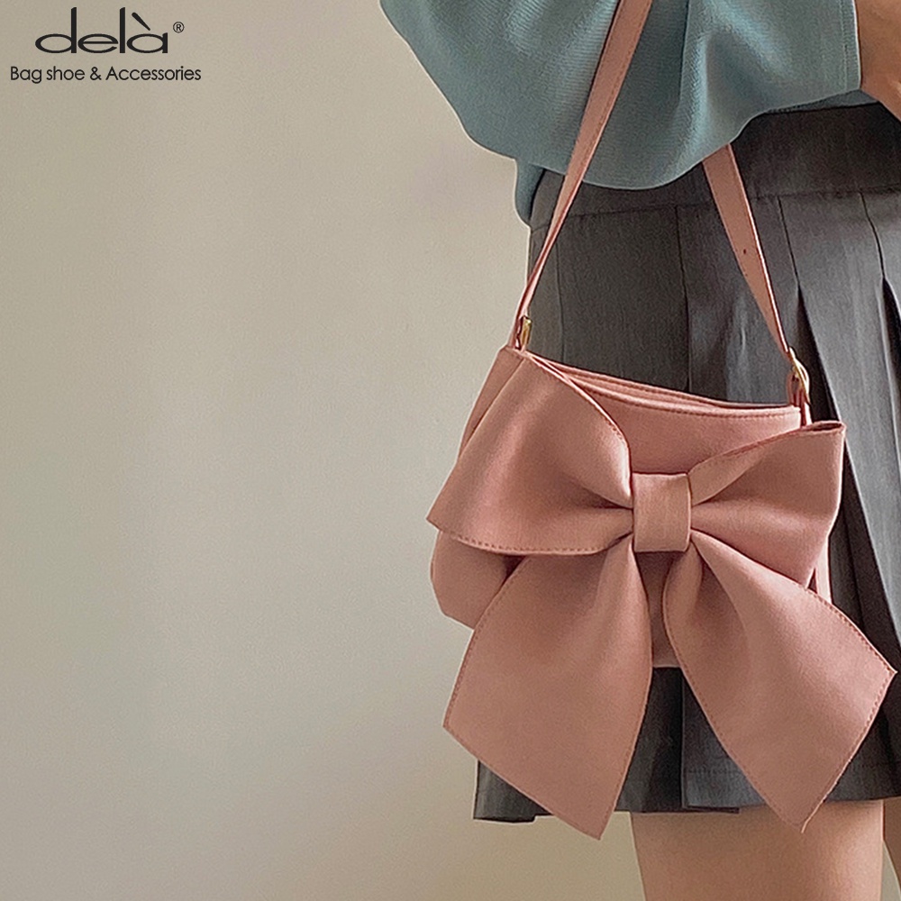 Dela Túi Đeo Chéo Nữ Cute Dela Túi Xách Đeo Vai Đính Nơ To Thời Trang Nữ Ngọt Ngào