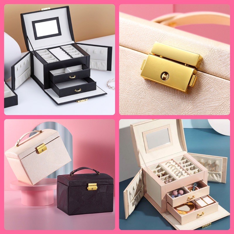 Hộp da đựng phụ kiện trang sức nữ mini thanh lịch cho phái đẹp, chất liệu da pu cao cấp, bền bỉ - nâng tầm phong cách