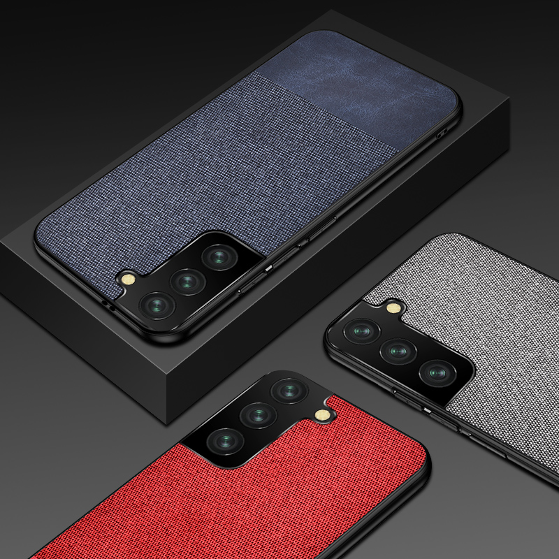 Samsung Galaxy S21 Ultra S21 Plus S20 FE Case Luxury Slim Hybrid Soft TPU Leather+Fabric Protective Cover