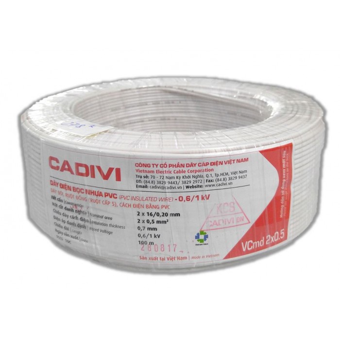 Dây điện đôi mềm CADIVI ruột đồng VCmd