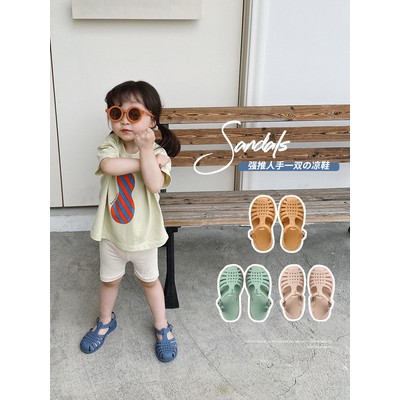 Giày sandal trẻ em đế bệt màu trơn thoải mái thời trang mùa hè