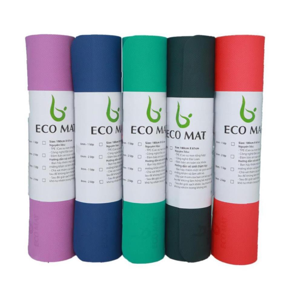 Thảm Tập Yoga S3ECO6MMDT ECO MAT [TẶNG KÈM DÂY &amp; TÚI CAO CẤP] Thảm Chất Liệu TPE Cao Su Định Tuyến Màu Sắc Trend 2020