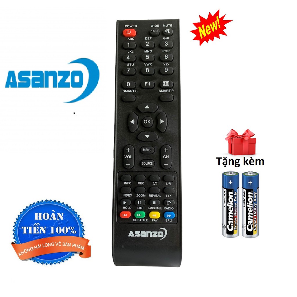 Điều khiển tivi Asanzo các dòng Asanzo LED/LCD smart TV - Hàng tốt [ tặng kèm pin ]