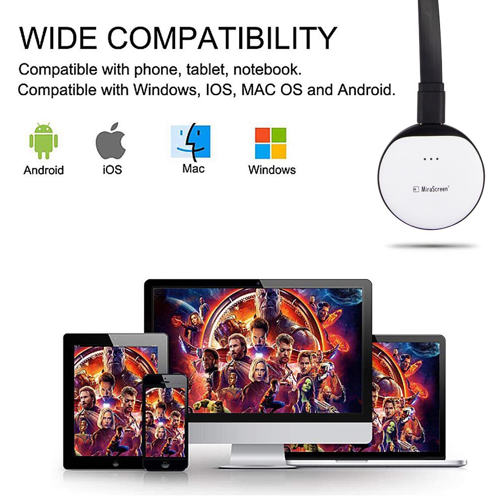 Màn hình không dây WIFI Bộ thu hiển thị di động 1080P HDMI Miracast Dongle cho iOS Android