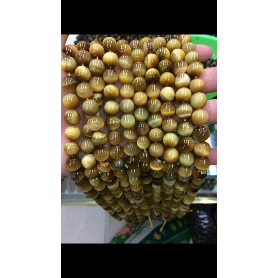 VÒNG TAY ĐÁ MẮT HỔ 10MM ( NHÂN TẠO)