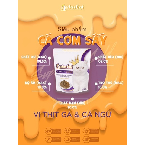 Aatas Cat Gold dry - Hạt mix cá cơm sấy 1.2kg