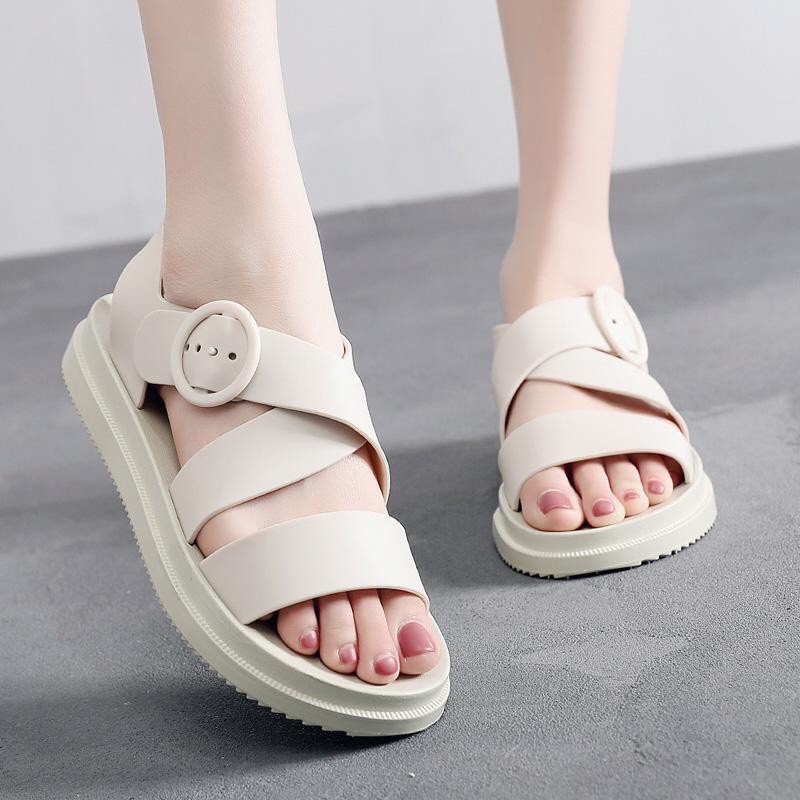 [Mã FASHIONGREEN264 giảm 10% tối đa 30k đơn từ 99k] ] Dép sandal nhựa dẻo quai chéo