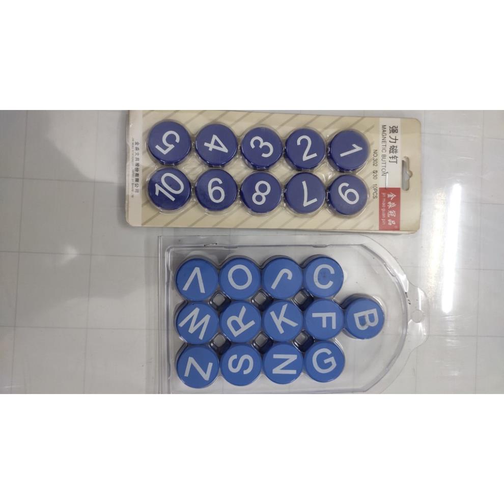Bộ chữ số Nam châm 30mm cao cấp vỉ 26 chữ cái hít siêu mạnh