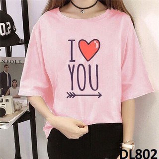 Áo thun tay lỡ unisex from rộng ILOVEYOU Freesize dưới 65kg
