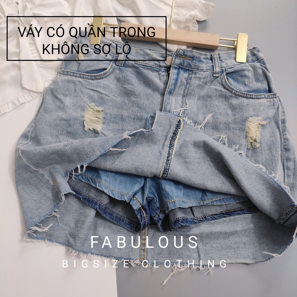 BIGSIZE Chân váy jeans xanh bạc cá tính Fabulous Bigsize