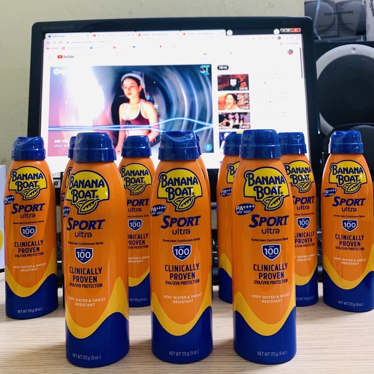 Bình xịt chống nắng Banana Boat Sport thể thao SPF100 170g PA++++ date 5/2024