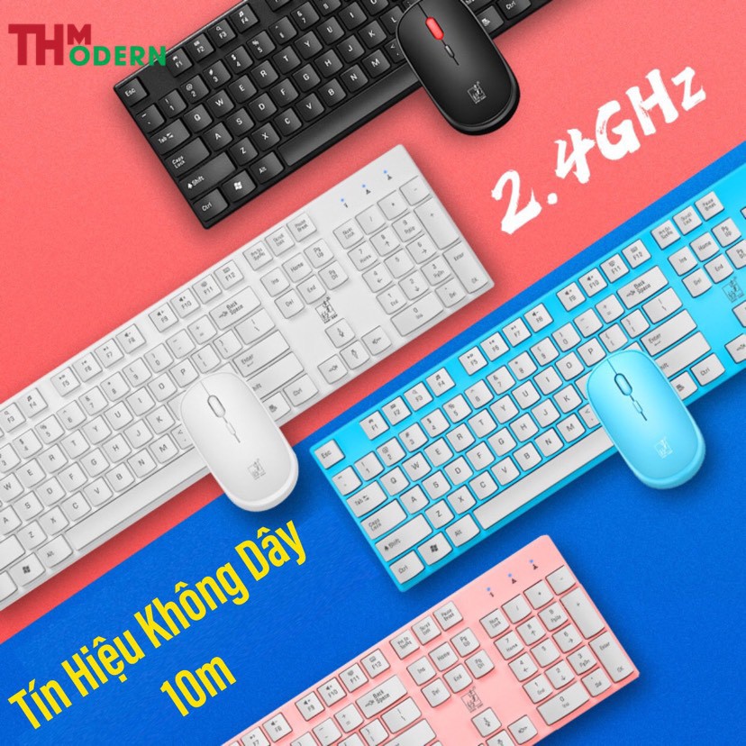 Bàn Phím Kèm Chuột Máy Tính 8820 4 Màu  Không Dây BluetoothThiết Kế Nhỏ Gọn Đẹp Mắt,Hiện Đại