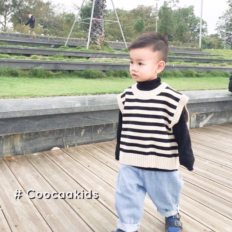 Áo ghi lê len sọc ngang Hàn Quốc dành cho bé trai bé gái size 80 đến 130