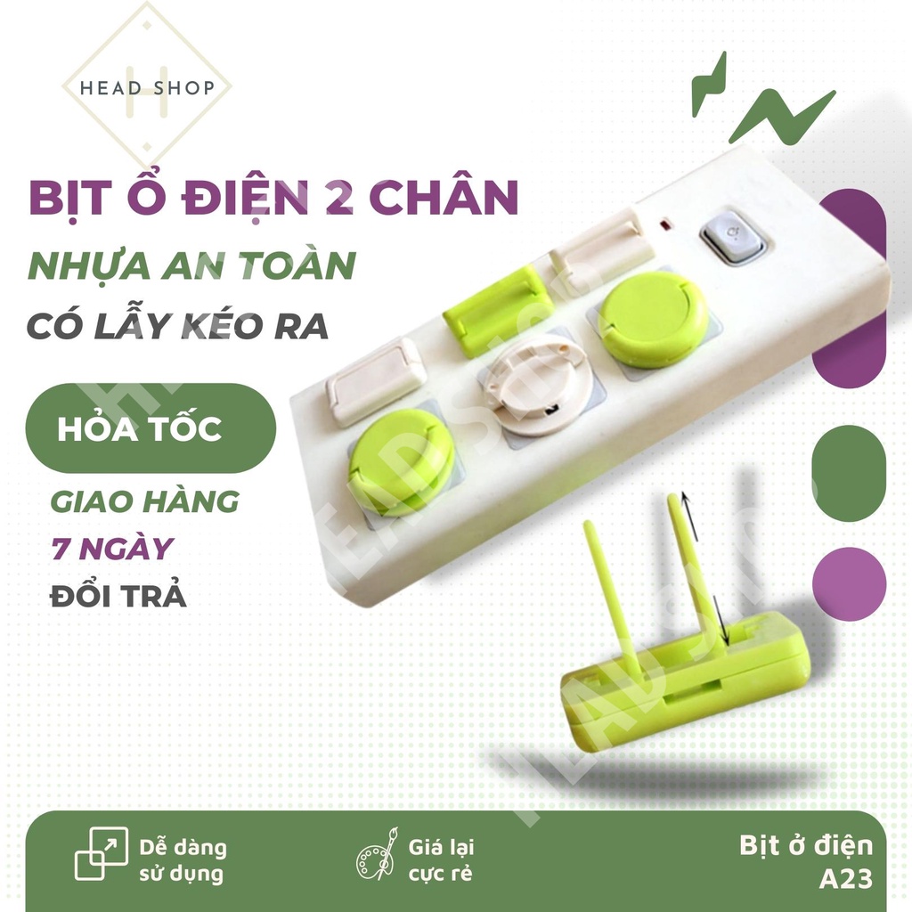 Bịt ổ điện 2 chân cao cấp chống giật nhỏ gọn chắc chắn bảo vệ an toàn cho bé A23 HEAD SHOP