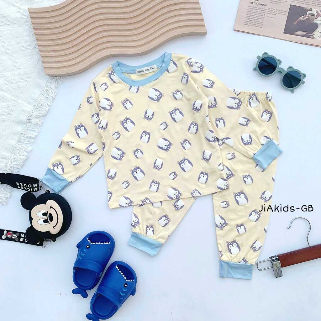 Bộ Dài Tay THUN LẠNH MINKY MOM In Hình Toàn Thân Họa Tiết Động Vật Cho Bé TD-IN60