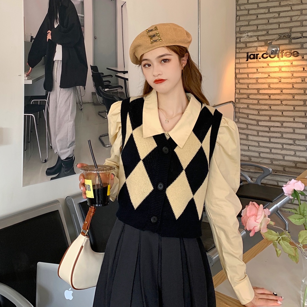 Áo khoác dệt kim không tay thời trang thu đông phong cách Retro cho nữ | BigBuy360 - bigbuy360.vn