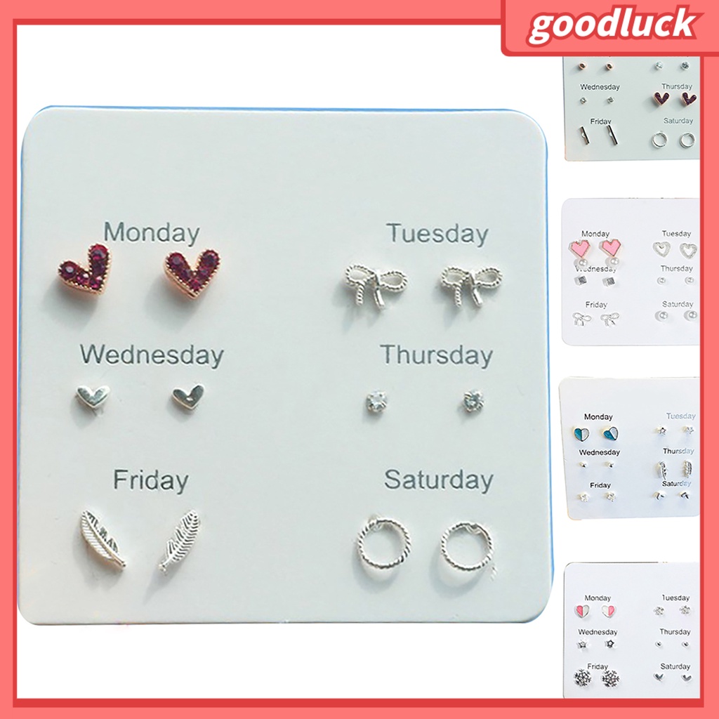 Set 6 Đôi Khuyên Tai Thiết Kế Đa Dạng Thời Trang Cho Nữ