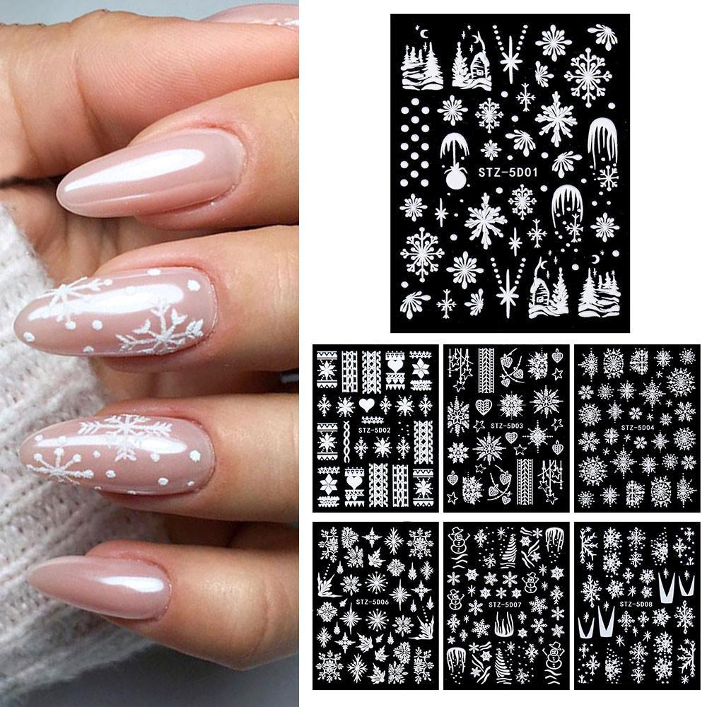Miếng Dán Trang Trí Móng Tay Hình Hoa Tuyết Mừng Năm Mới