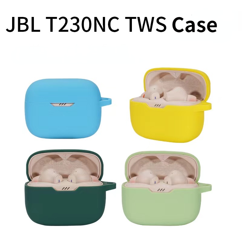 Vỏ Bảo Vệ Hộp Sạc Tai Nghe JBL Tune 230NC TWS T230NC Bằng Silicon Mềm Chống Rơi 9 Màu Kèm Móc