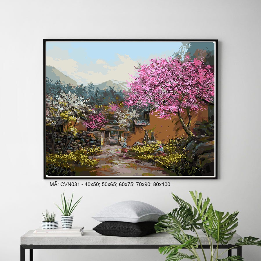 Tranh treo tường tự tô màu số hóa Alpha - Tranh Cảnh Tây Bắc CVN031