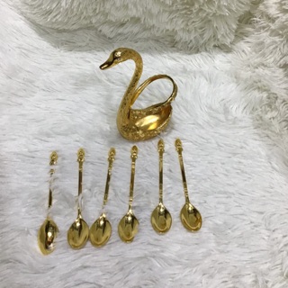 Bộ giỏ để thìa và 6 màu vàng