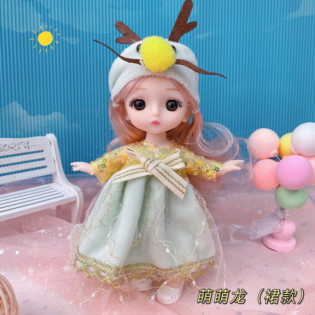 Bộ Búp Bê Công Chúa Mặc Đầm Xinh Xắn Kích Thước 17Cm 1:8