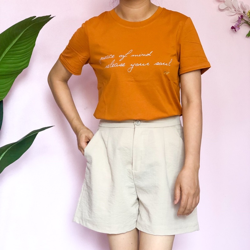 Áo thun nữ cotton cao cấp, tay gập in chữ sắc nét, phom vnxk mặc là đẹp