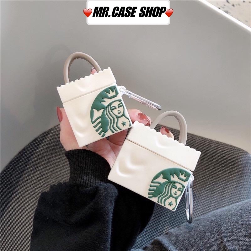 Case Airpods 1/2 /Pro Vỏ Ốp Tai Nghe Hình Ly Starbuck Nâu - Mr.Case AirPods