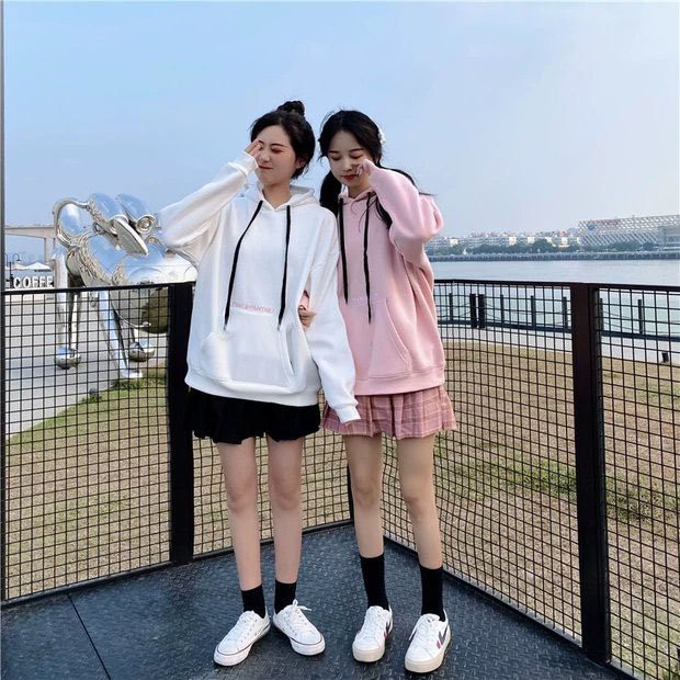 Áo hoodie nữ Pink Panther thêu báo hồng phối nón i hình siêu Hot 2021