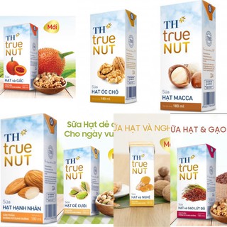 1/2 thùng sữa hạt th true nut 180ml x 24 hộp 7 vị ( óc chó / macca / hạnh nhân / gấc / hạt nghệ / hạt dẻ cười / gạo lức
