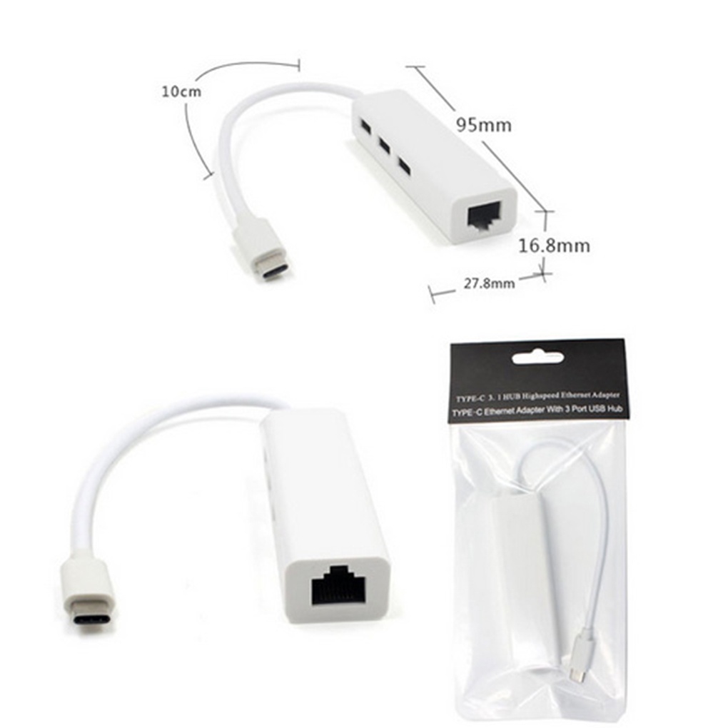 MC-USB C Type C to Ethernet Adapter Portable Laptop Tablet PC USB2 0 Hub RJ45 Network Card Lan Adapter