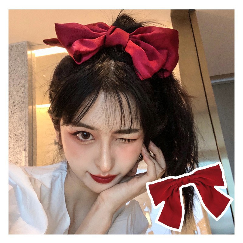 Kẹp tóc nơ vải satin phong cách Hàn Quốc dành cho nữ