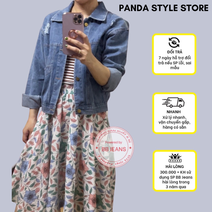 Áo khoác jean nữ trơn basic Rugyb cao cao cấp form 40-58kg Panda.