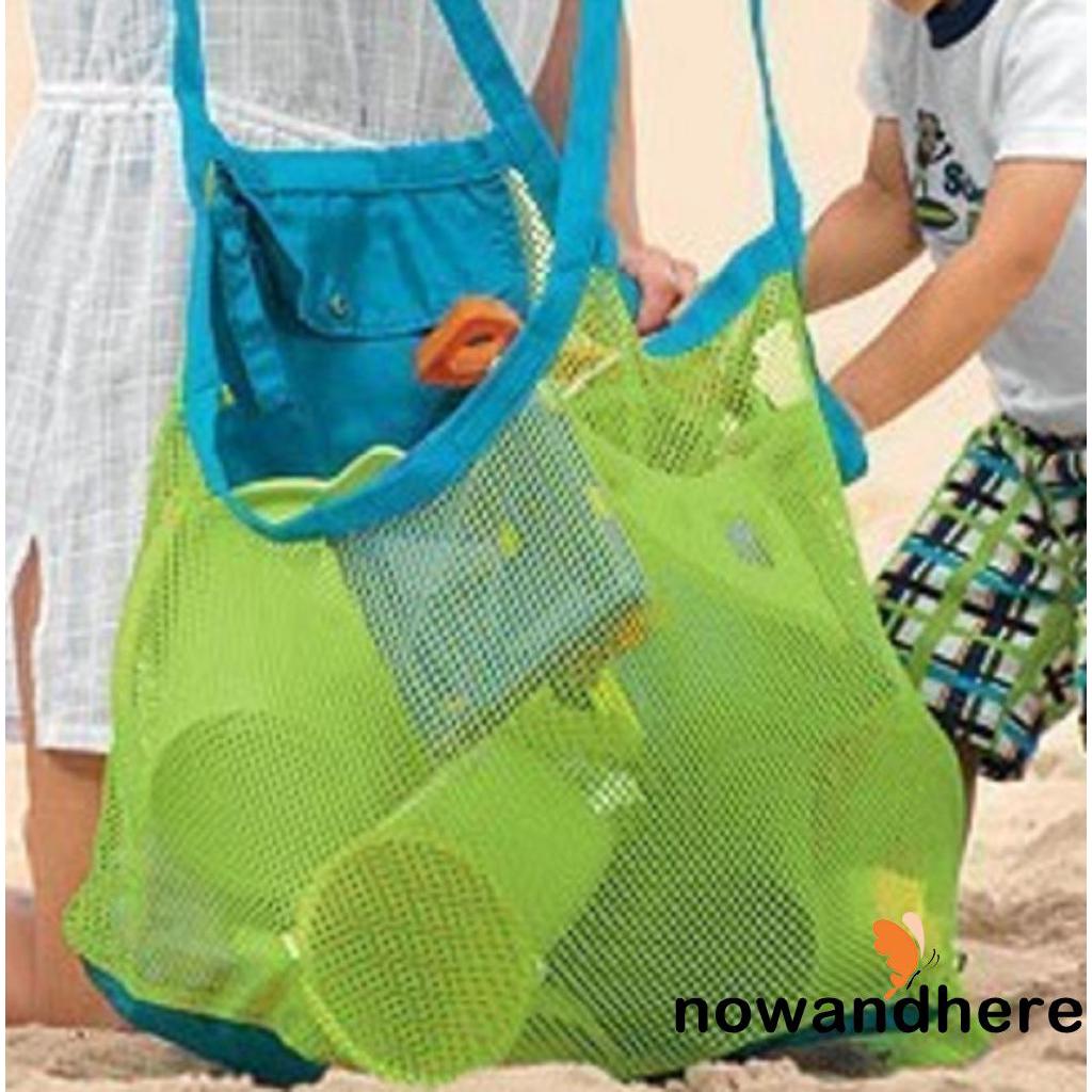 NRN-Children Foldable Beach Bag Kids Sand Away Beach Mesh Toy Shell Bag Tote