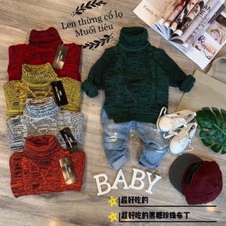 Áo len cổ lọ muối tiêu cho bé trai bé gái
