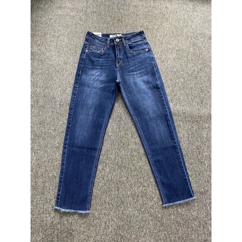 QUẦN JEANS NỮ ỐNG ĐỨNG TUA LAI TRƠN BA MÀU