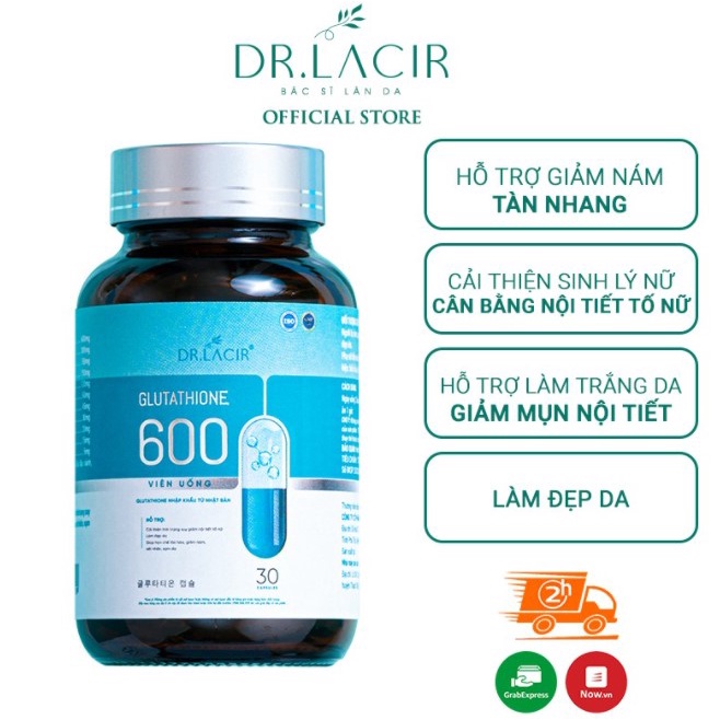 Viên Uống Trắng Da Dr.Lacir Glutathione 600 Hộp 30 Viên Chiết Xuất Sữa Ong Chúa Giảm Thâm Nám Sạm Làm Săn Chắc Da