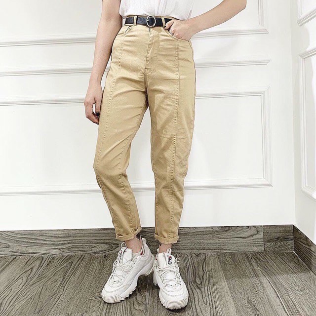 Quần Baggy Kaki Nữ Phong Cách Boyfriend Cực Chất | Quần Baggy Kaki 3 Màu Trắng Đen Và Nâu | Tashop MS063 | WebRaoVat - webraovat.net.vn