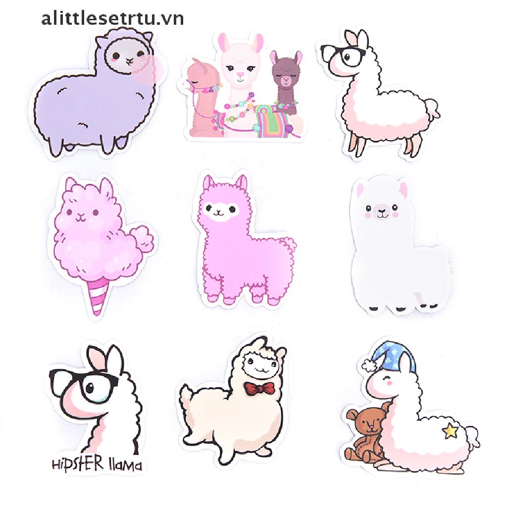 Set 50 Miếng Dán Hình Lạc Đà Alpaca Trang Trí Laptop / Vali / Ván Trượt