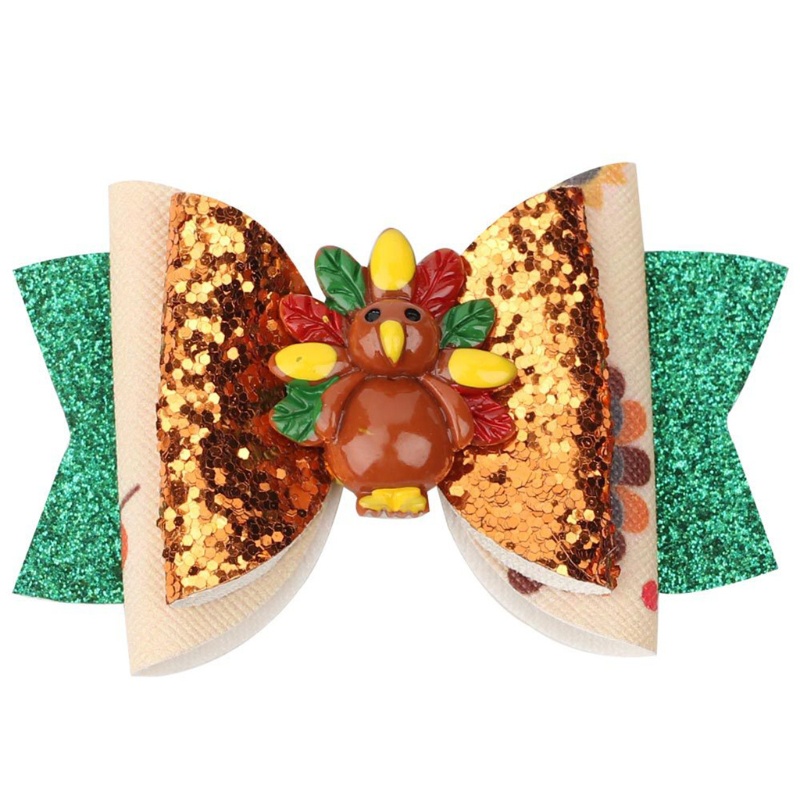 Kẹp Tóc Nơ Da Đính Kim Sa Lấp Lánh Cho Bé