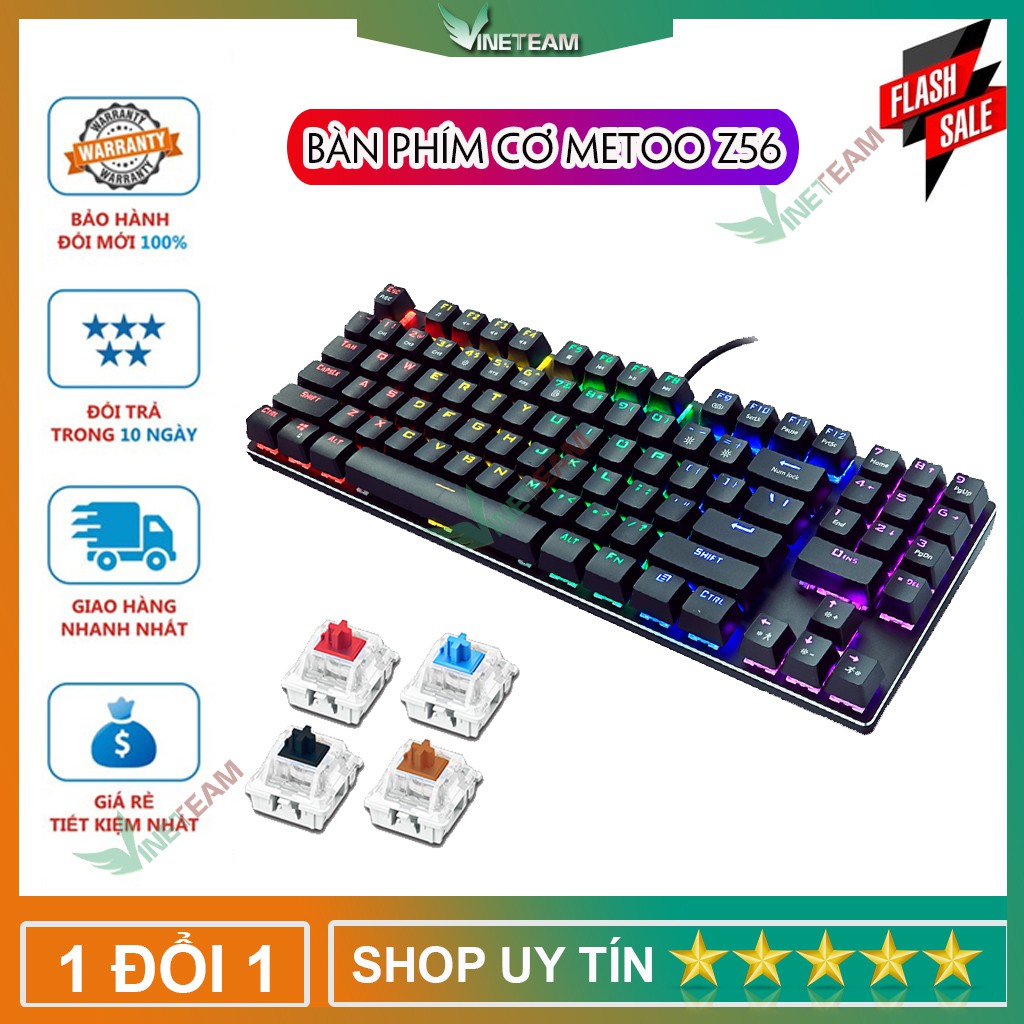 Bàn Phím Cơ Gaming 89 Phím Metoo Z56 Mẫu Mới Nhất 2020 | Blue Switch Led Rainbow Đổi Màu 20 chế độ -dc4169