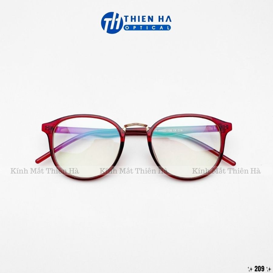 Gọng kính tròn nữ THIÊN HÀ OPTICAL nhựa dẻo nhẹ càng mảnh cầu kim loại trẻ trung năng động dễ deo sz vừa nhiều màu TH209