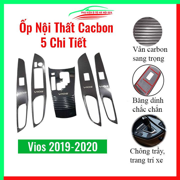 Ốp nội thất cho xe ô tô Vios 2019 2020 vân cacbon bảo vệ chống trầy xước và làm đẹp xe